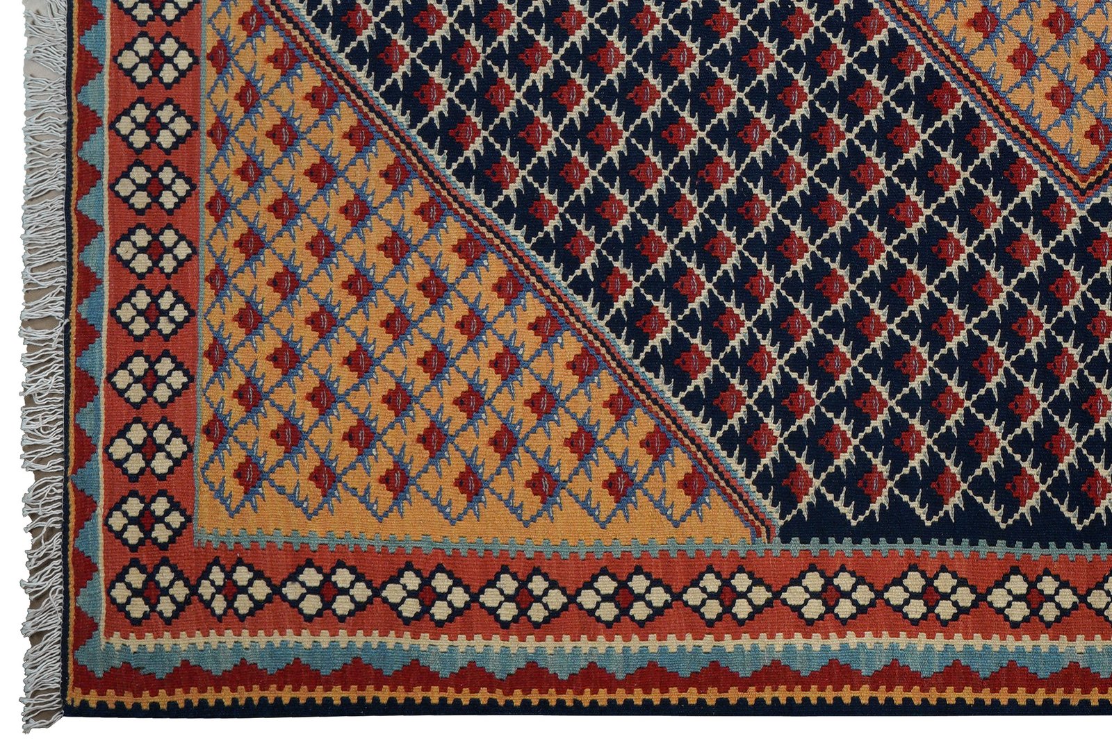 Kelim Senneh — Handmade, 153x196 cm, Blue, 100% Virgin Wool | View 3