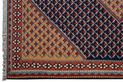 Kelim Senneh — Handmade, 153x196 cm, Blue, 100% Virgin Wool | View 3