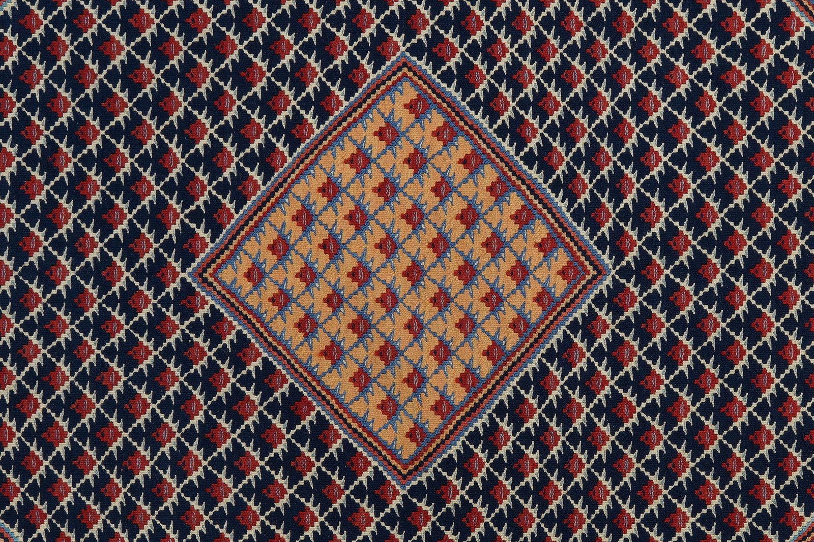 Kelim Senneh — Handmade, 153x196 cm, Blue, 100% Virgin Wool | View 5