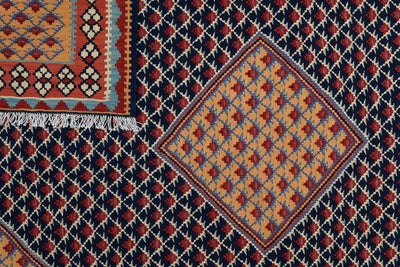 Kelim Senneh — Handmade, 153x196 cm, Blue, 100% Virgin Wool | View 6