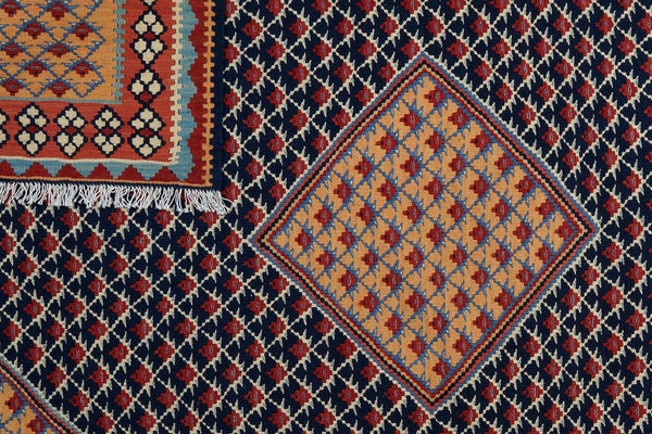 Kelim Senneh — Handmade, 153x196 cm, Blue, 100% Virgin Wool | View 6