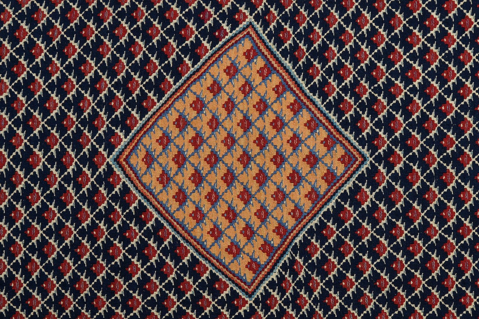 Kelim Senneh — Handmade, 154x197 cm, Blue, 100% Virgin Wool | View 5