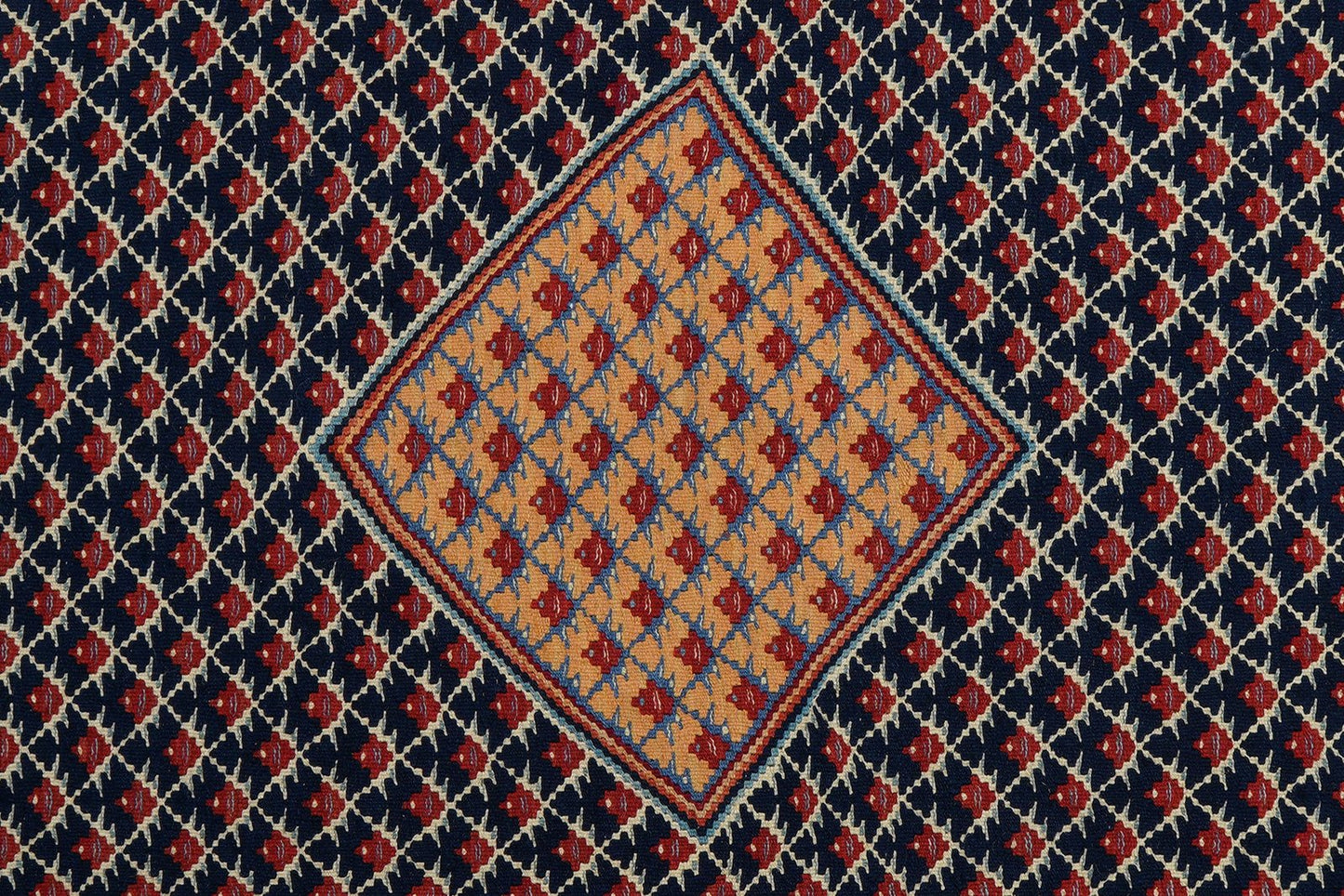 Kelim Senneh — Handmade, 154x197 cm, Blue, 100% Virgin Wool | View 5