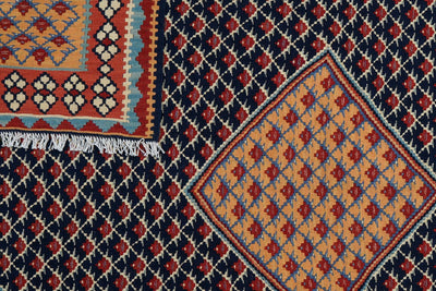 Kelim Senneh — Handmade, 154x197 cm, Blue, 100% Virgin Wool | View 6