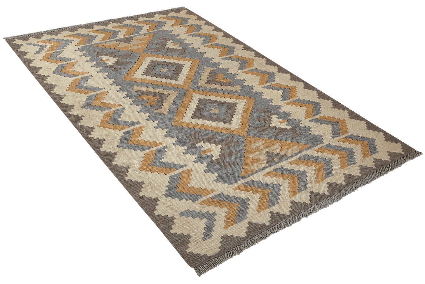 Kelim Gashgai — Handmade, 119x170 cm, Grey, 100% Virgin Wool | View 4
