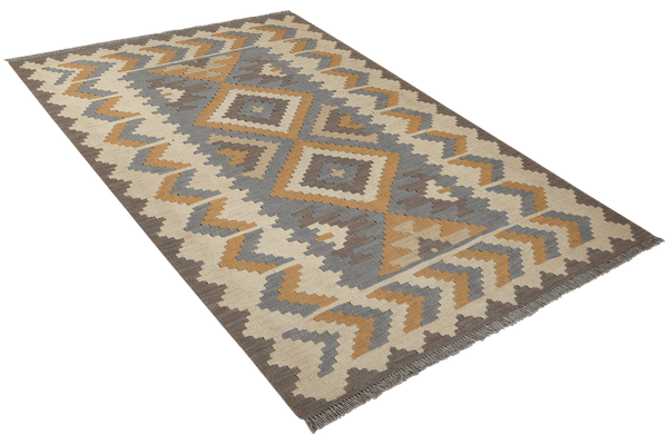 Kelim Gashgai — Handmade, 119x170 cm, Grey, 100% Virgin Wool | View 4