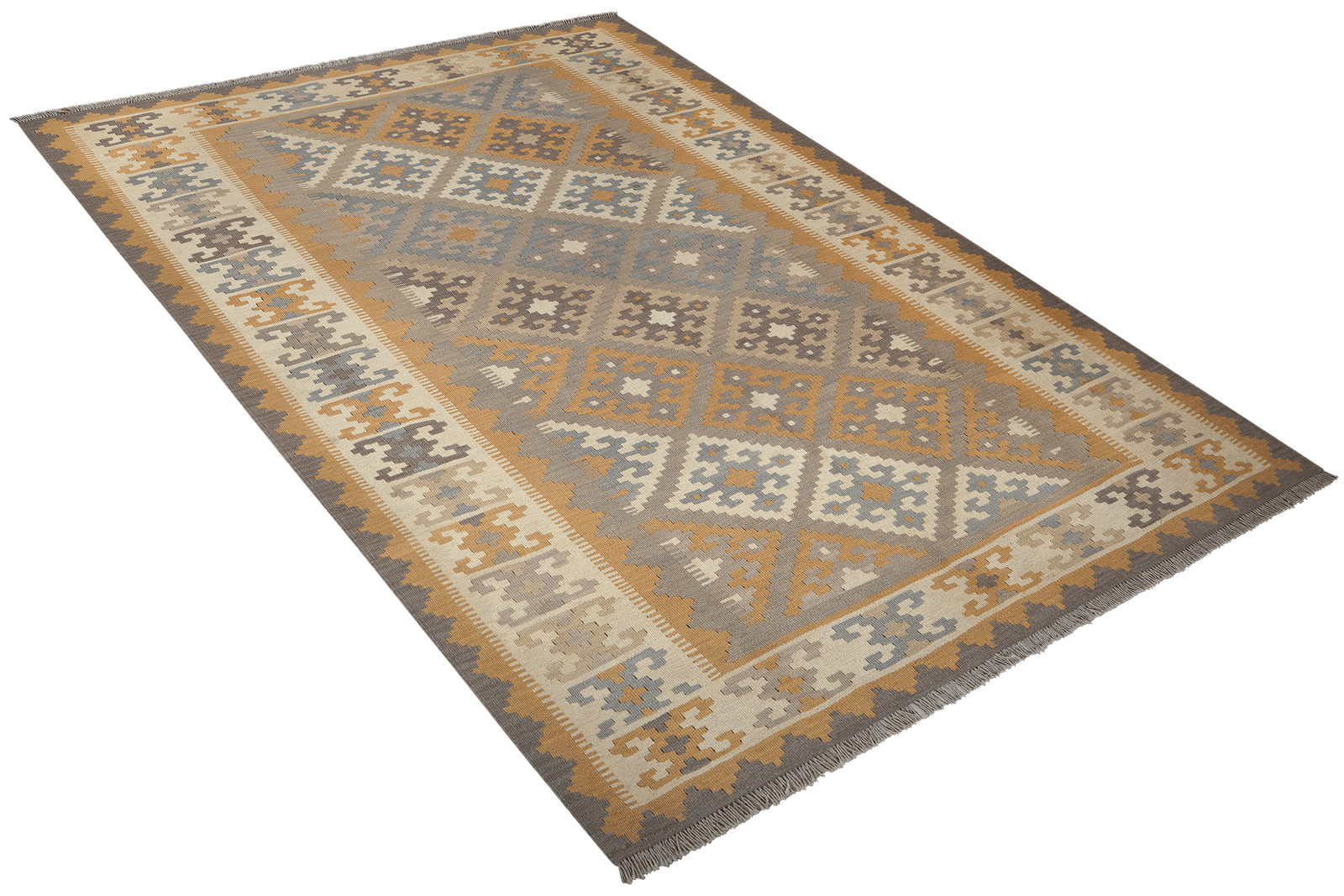 Kelim Gashgai — Handmade, 179x240 cm, Grey, 100% Virgin Wool | View 4