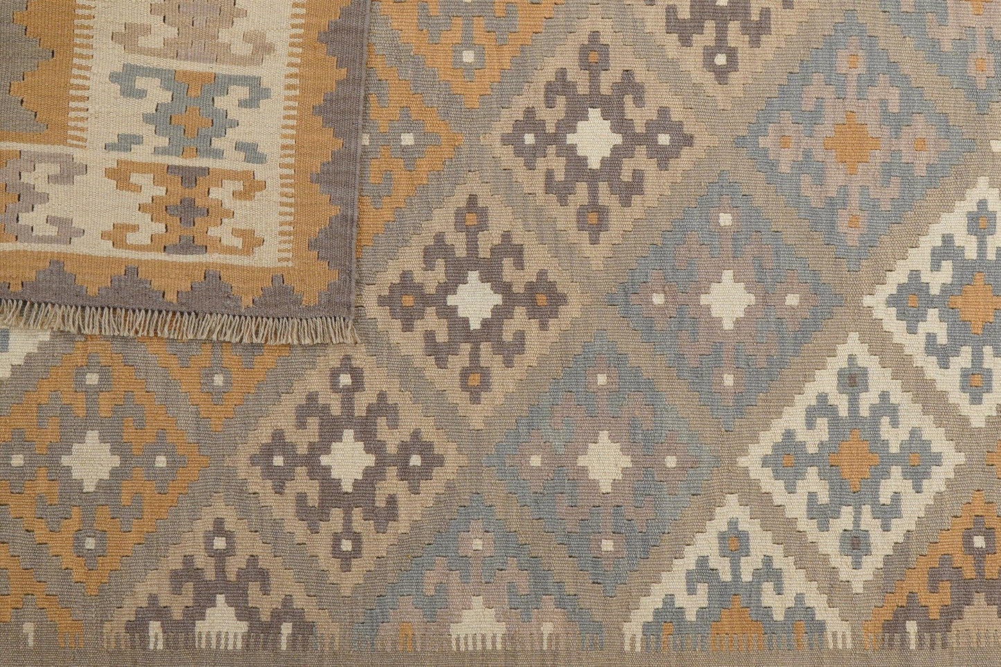 Kelim Gashgai — Handmade, 179x240 cm, Grey, 100% Virgin Wool | View 6