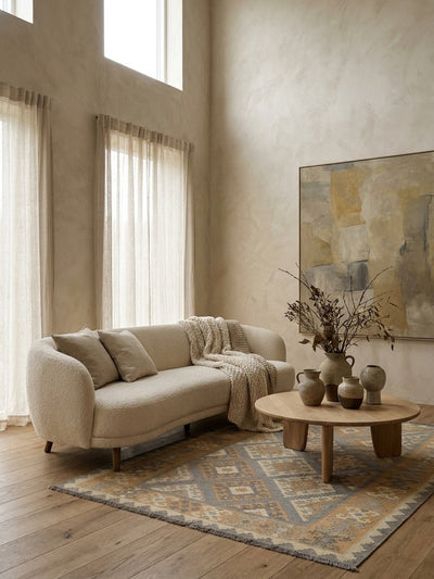 Kelim Gashgai · Handgewebt – Grau, 251x182 cm, 100% Schurwolle | Detailansicht