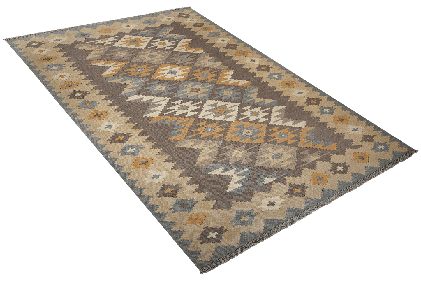 Kelim Gashgai — Handmade, 167x239 cm, Grey, 100% Virgin Wool | View 4