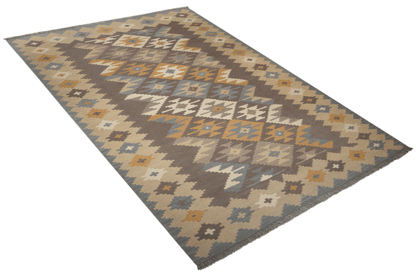 Kelim Gashgai — Handmade, 167x239 cm, Grey, 100% Virgin Wool | View 4