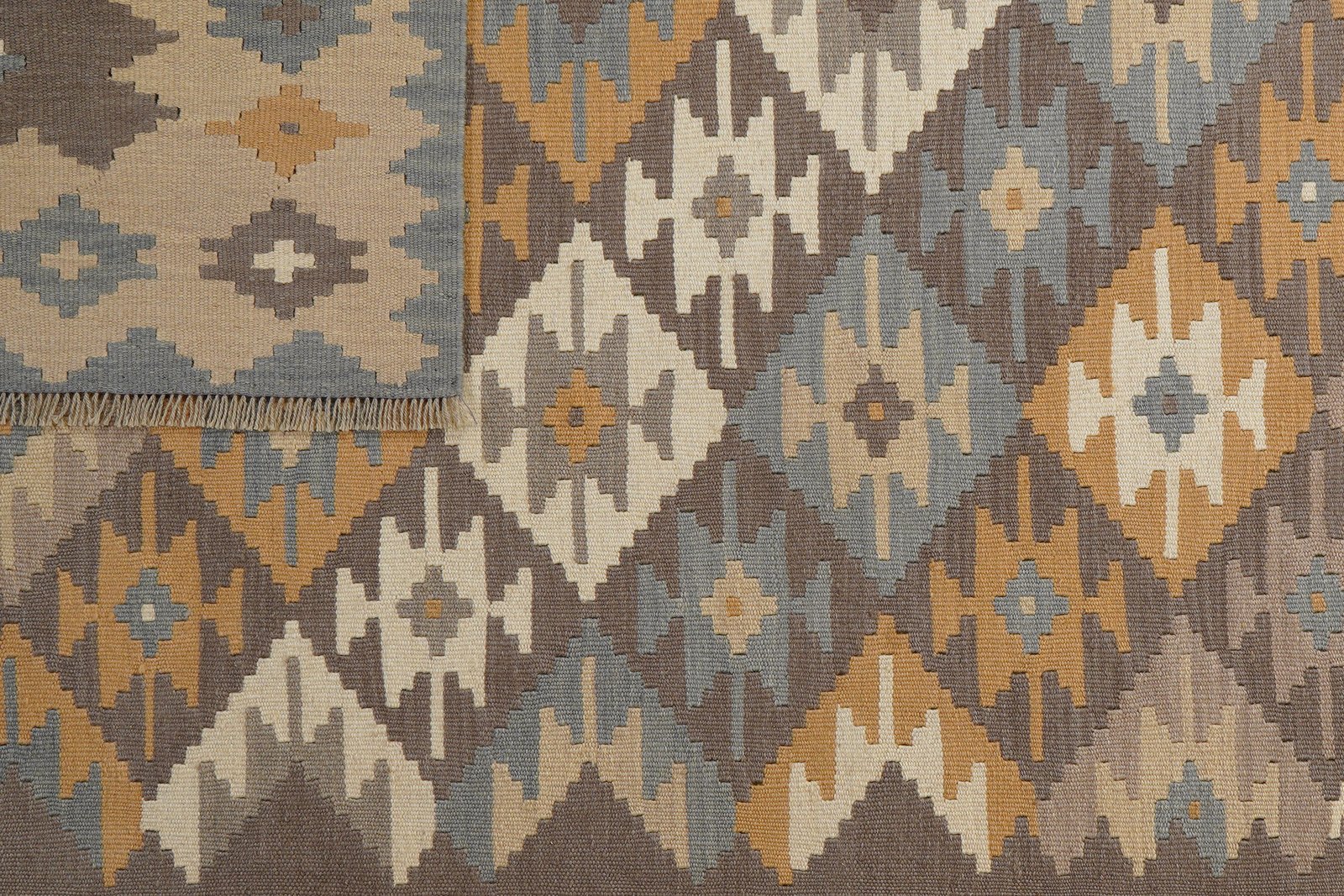Kelim Gashgai — Handmade, 167x239 cm, Grey, 100% Virgin Wool | View 6