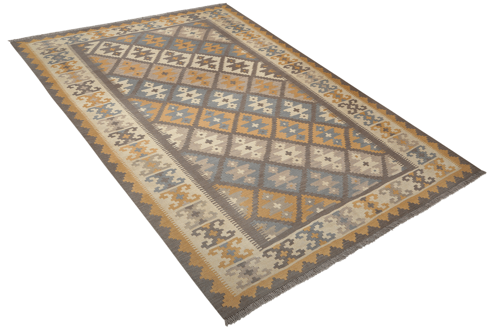 Kelim Gashgai — Handmade, 181x250 cm, Grey, 100% Virgin Wool | View 4