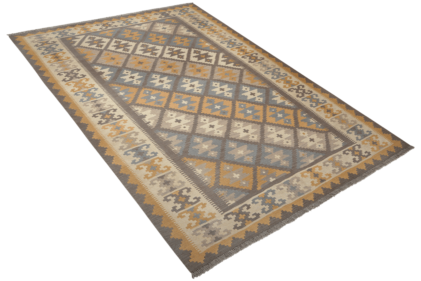 Kelim Gashgai — Handmade, 181x250 cm, Grey, 100% Virgin Wool | View 4