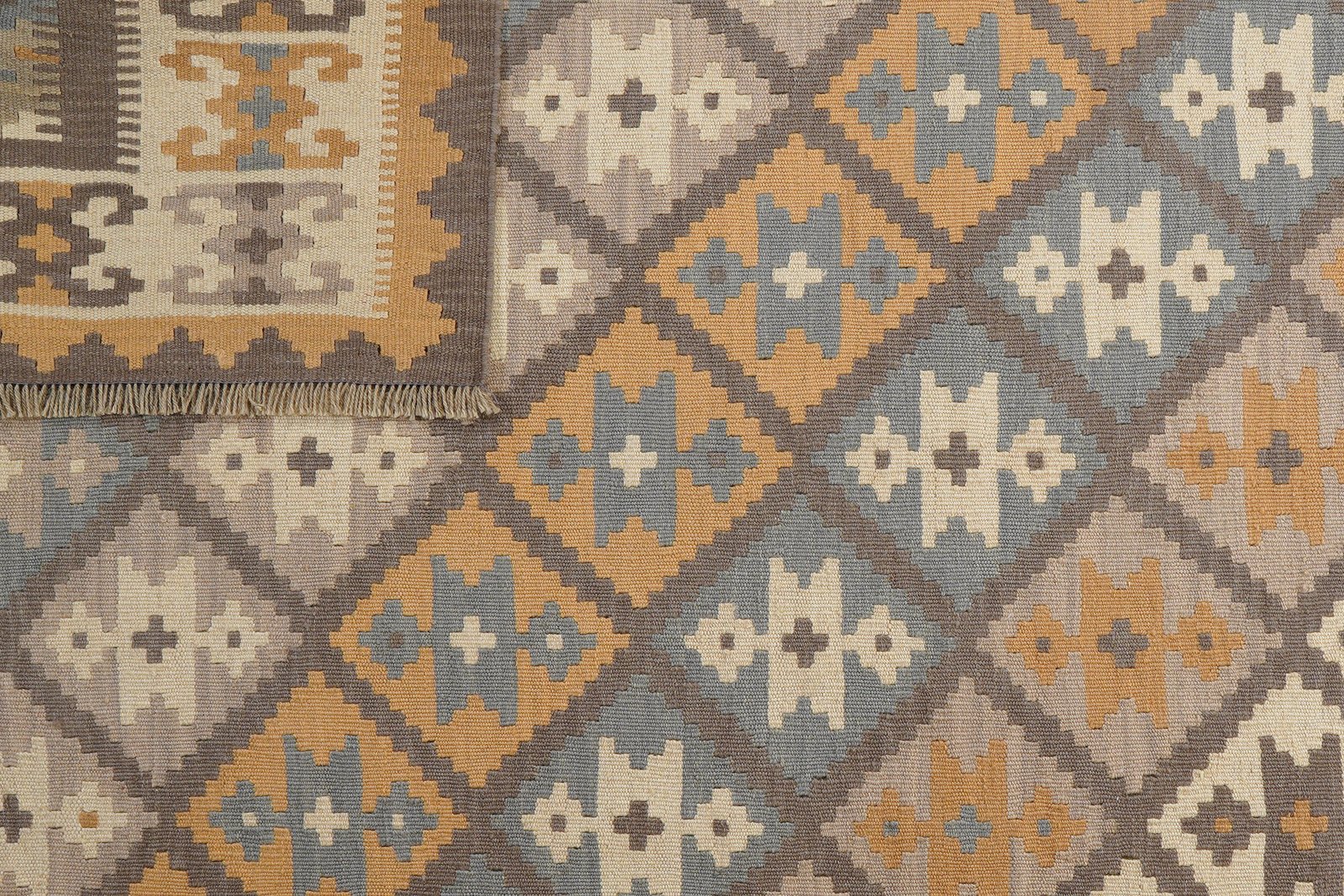 Kelim Gashgai — Handmade, 181x250 cm, Grey, 100% Virgin Wool | View 6