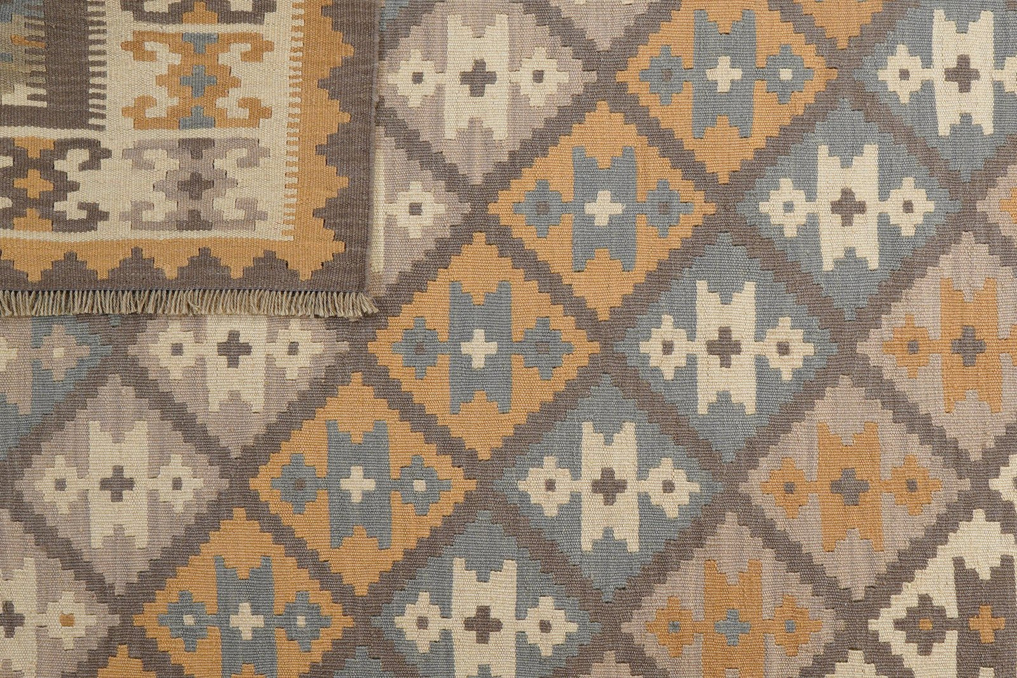 Kelim Gashgai — Handmade, 181x250 cm, Grey, 100% Virgin Wool | View 6