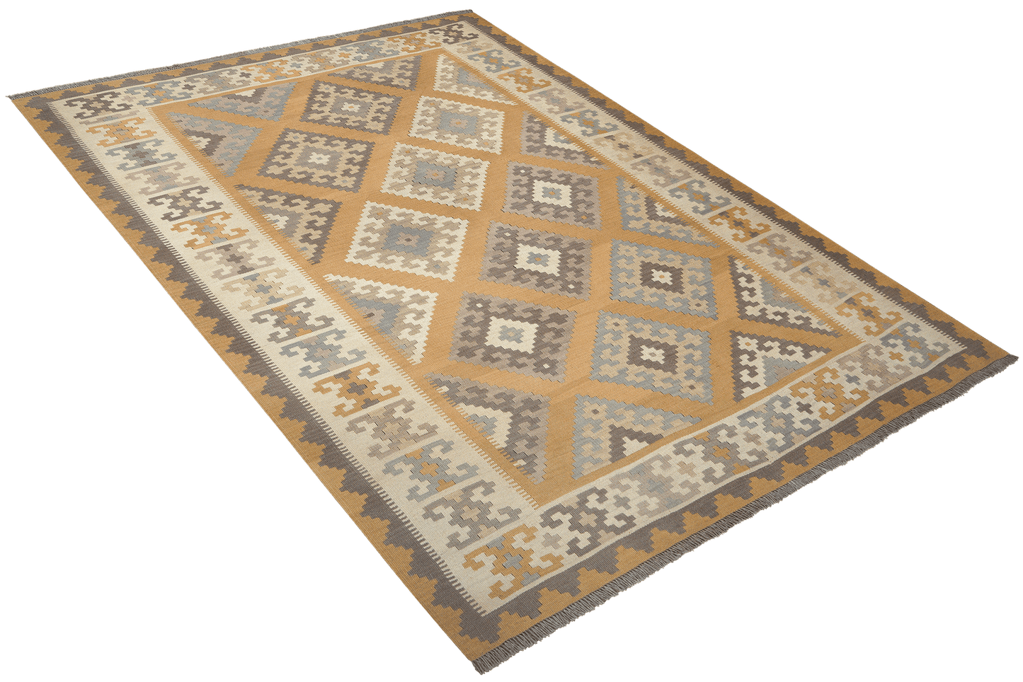 Kelim Gashgai — Handmade, 185x250 cm, Yellow, 100% Virgin Wool | View 4