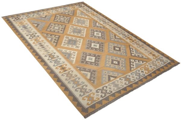Kelim Gashgai — Handmade, 185x250 cm, Yellow, 100% Virgin Wool | View 4