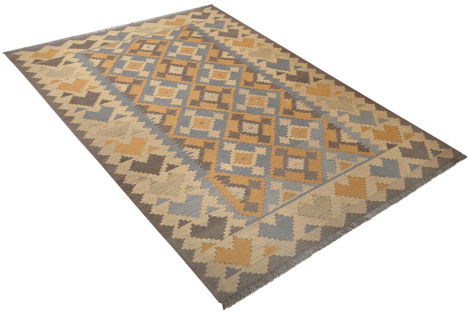 Kelim Gashgai — Handmade, 177x241 cm, Grey, 100% Virgin Wool | View 4