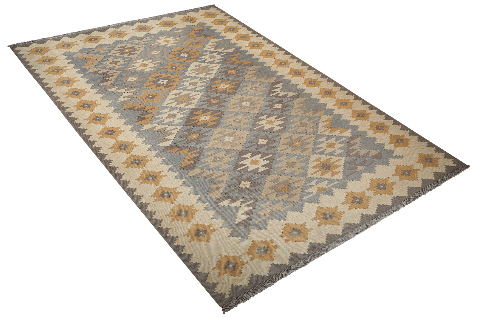 Kelim Gashgai — Handmade, 204x283 cm, Grey, 100% Virgin Wool | View 4
