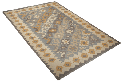 Kelim Gashgai — Handmade, 204x283 cm, Grey, 100% Virgin Wool | View 4