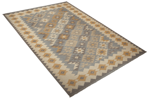 Kelim Gashgai — Handmade, 204x283 cm, Grey, 100% Virgin Wool | View 4