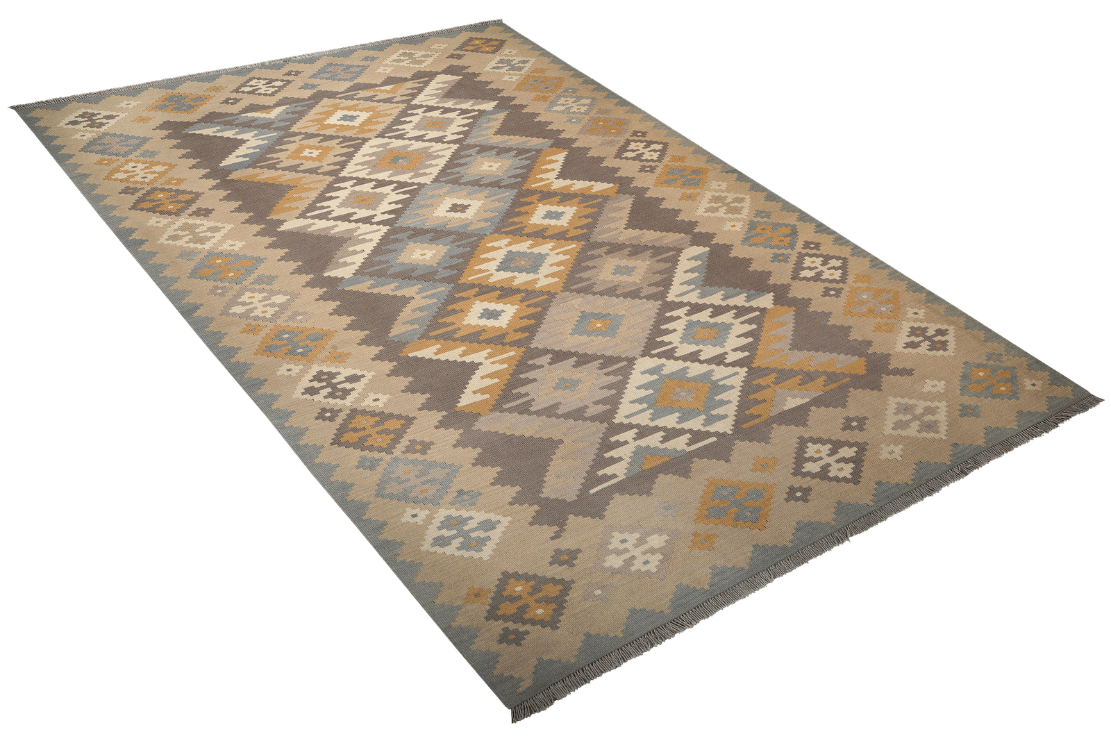 Kelim Gashgai — Handmade, 202x297 cm, Grey, 100% Virgin Wool | View 4