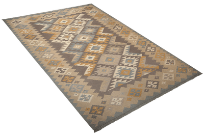 Kelim Gashgai — Handmade, 202x297 cm, Grey, 100% Virgin Wool | View 4