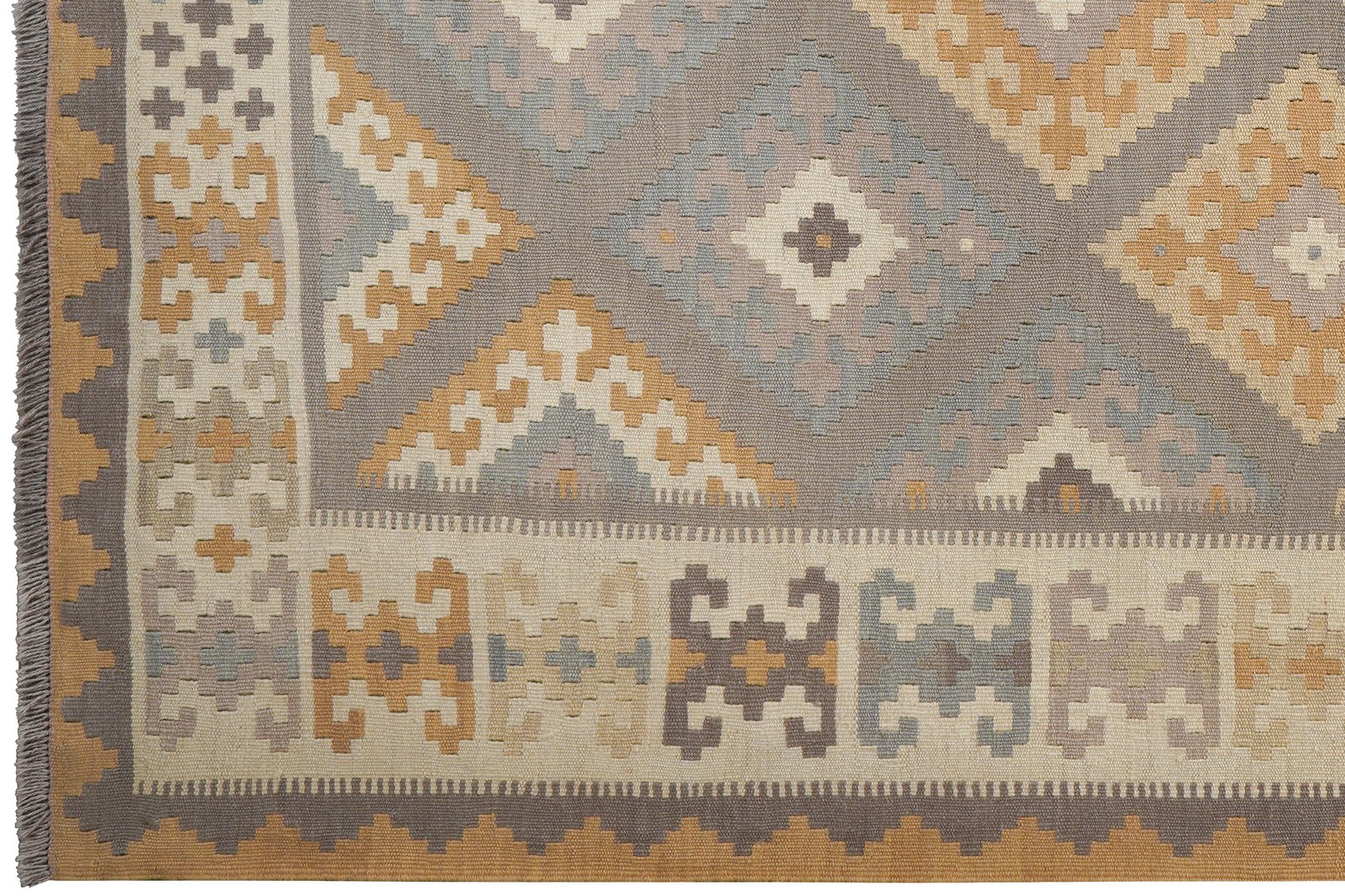 Kelim Gashgai — Handmade, 182x247 cm, Grey, 100% Virgin Wool | View 3