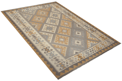 Kelim Gashgai — Handmade, 182x247 cm, Grey, 100% Virgin Wool | View 4