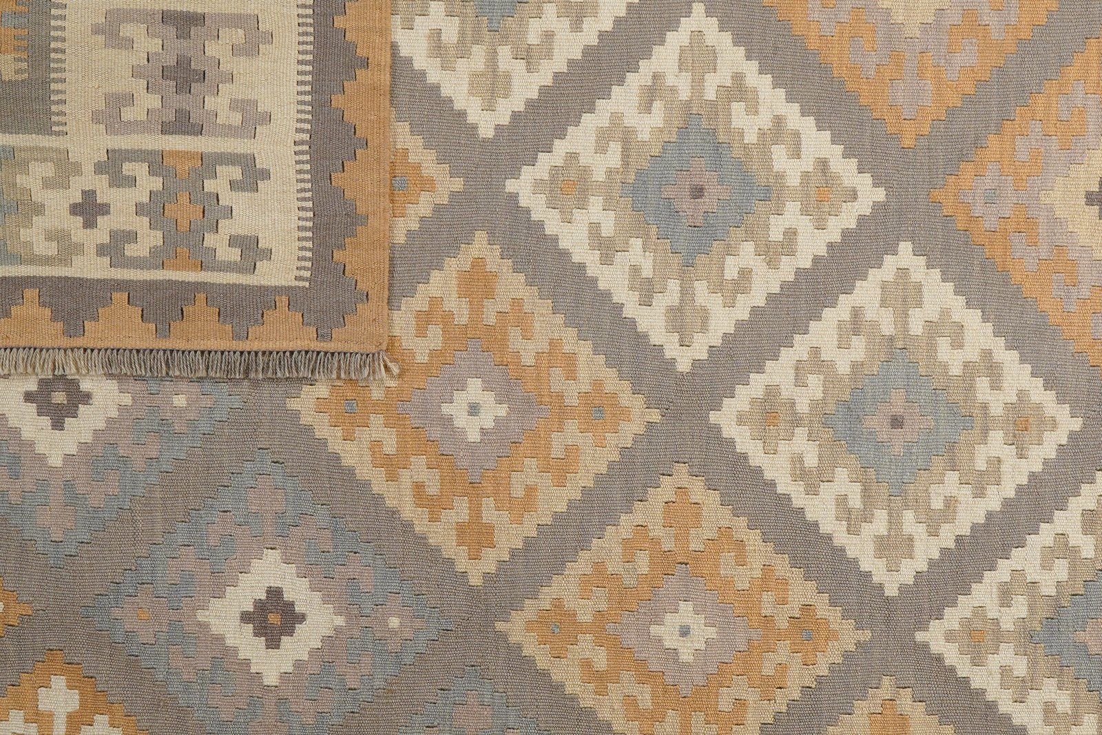 Kelim Gashgai — Handmade, 182x247 cm, Grey, 100% Virgin Wool | View 6