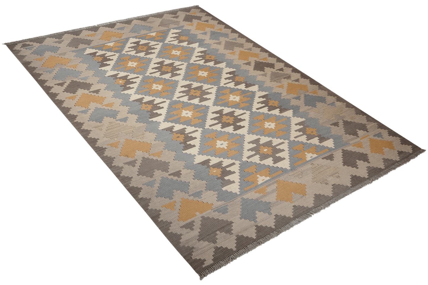Kelim Gashgai — Handmade, 174x238 cm, Beige, 100% Virgin Wool | View 4