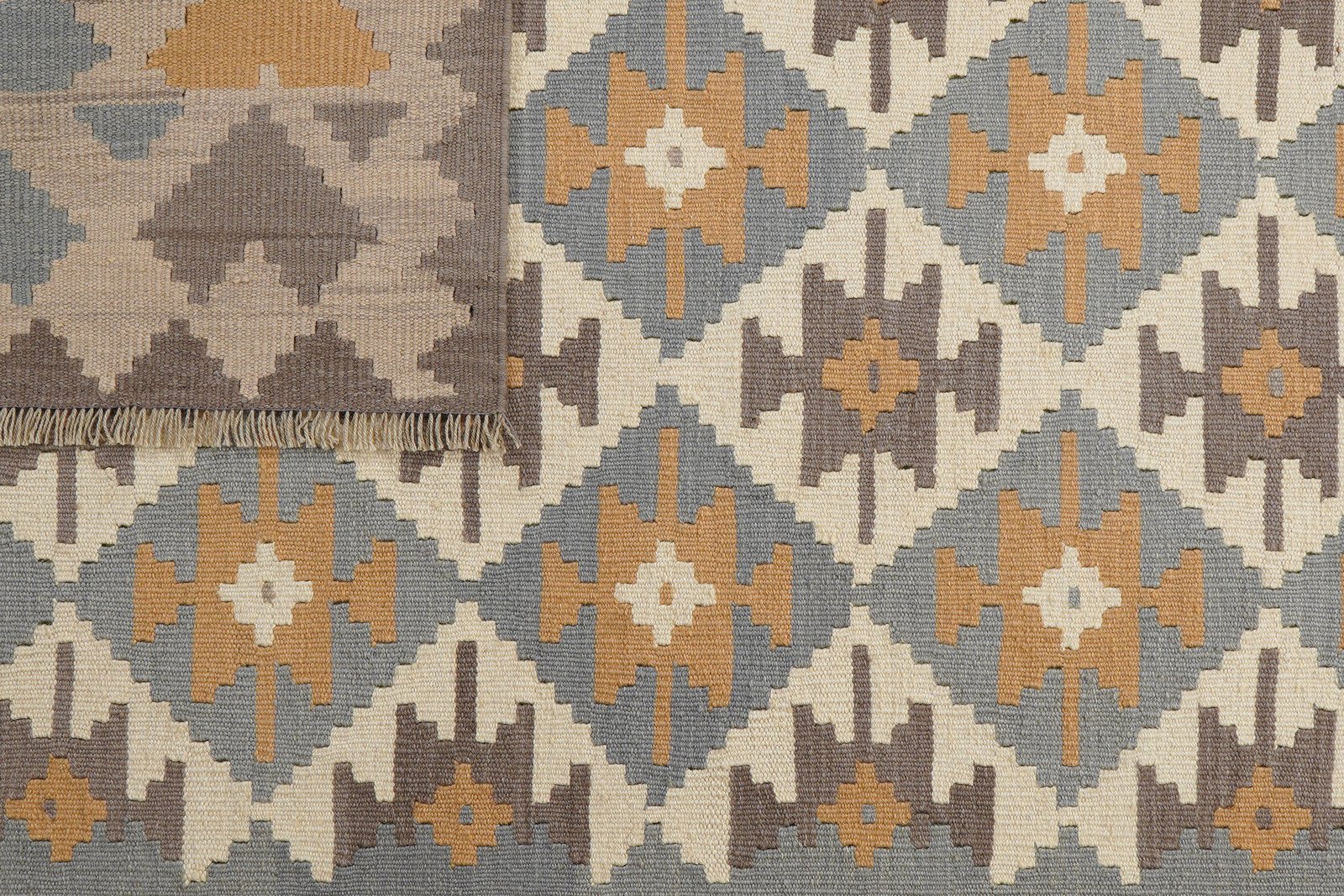 Kelim Gashgai — Handmade, 174x238 cm, Beige, 100% Virgin Wool | View 6