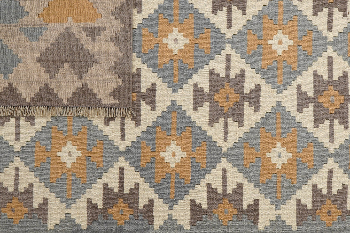Kelim Gashgai — Handmade, 174x238 cm, Beige, 100% Virgin Wool | View 6