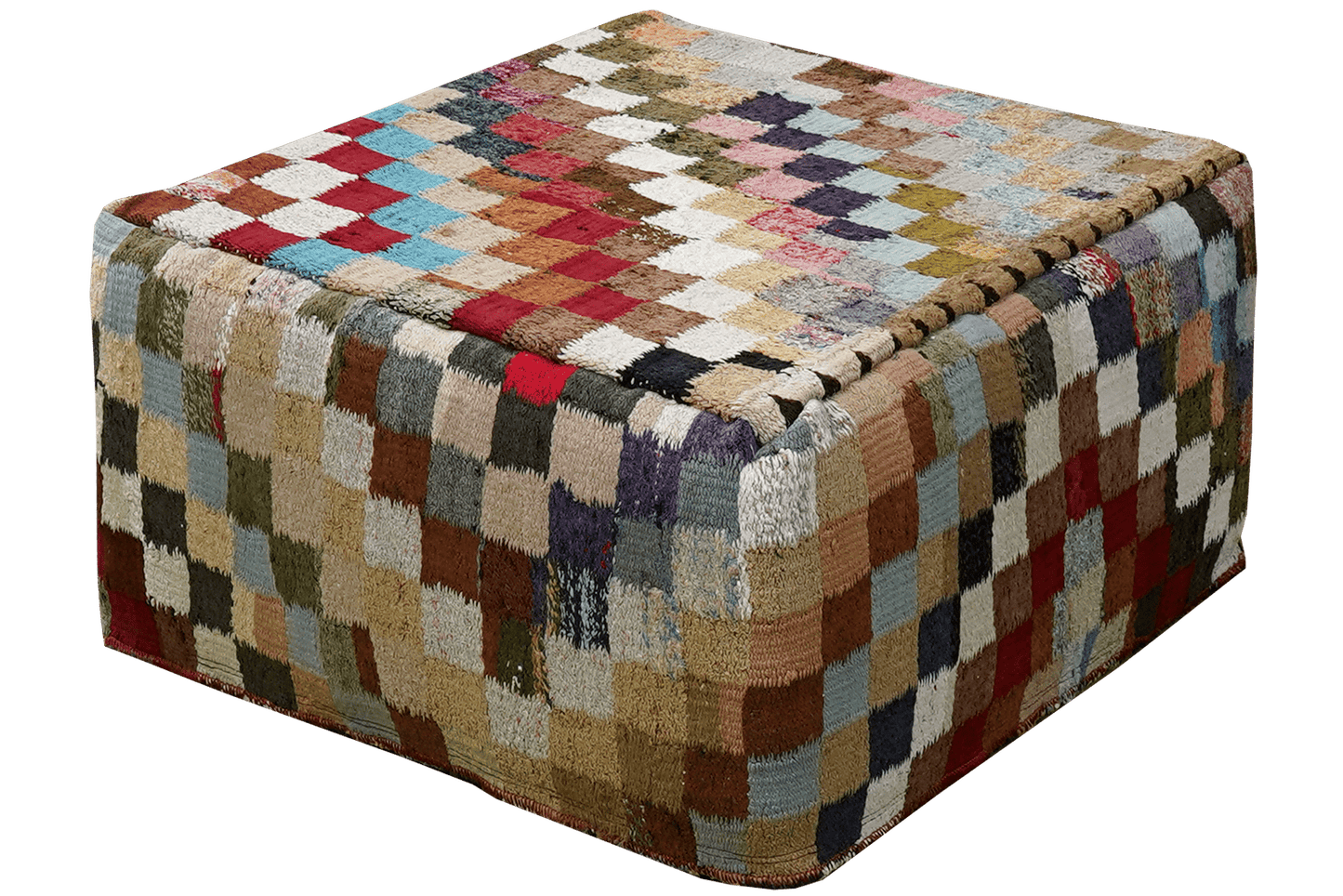 Kelim Pouf — Handmade, 65x65 cm, Multicolor, 100% Virgin Wool | View 3
