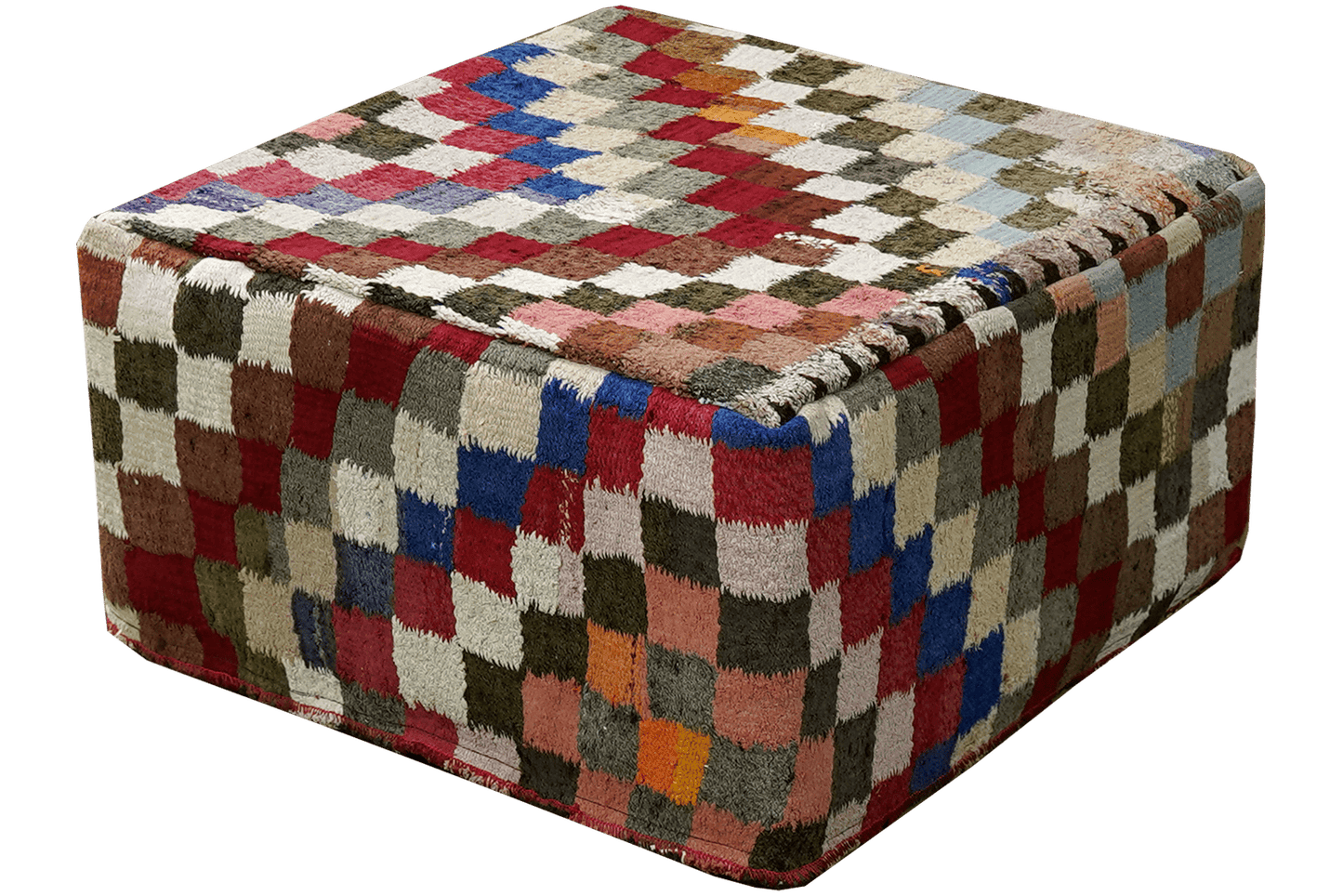 Kelim Pouf — Handmade, 65x65 cm, Multicolor, 100% Virgin Wool | View 3