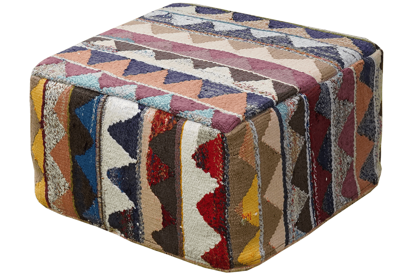 Kelim Pouf — Handmade, 65x65 cm, Multicolor, 100% Virgin Wool | View 3