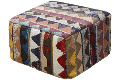 Kelim Pouf — Handmade, 65x65 cm, Multicolor, 100% Virgin Wool | View 3