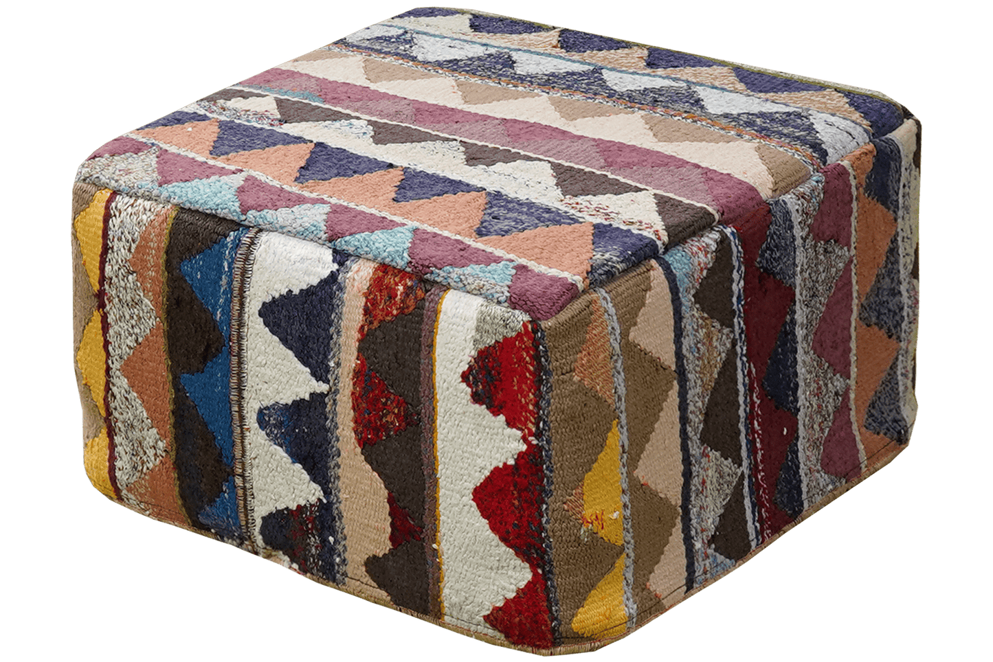 Kelim Pouf — Handmade, 65x65 cm, Multicolor, 100% Virgin Wool | View 3