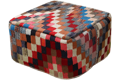 Kelim Pouf — Handmade, 65x65 cm, Multicolor, 100% Virgin Wool | View 3