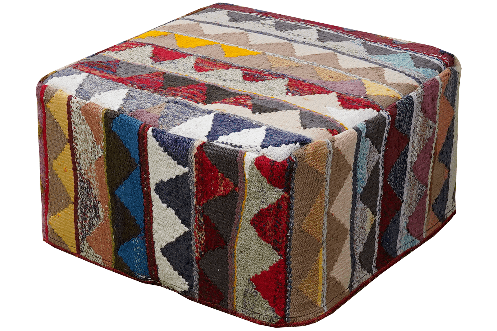 Kelim Pouf — Handmade, 65x65 cm, Multicolor, 100% Virgin Wool | View 3