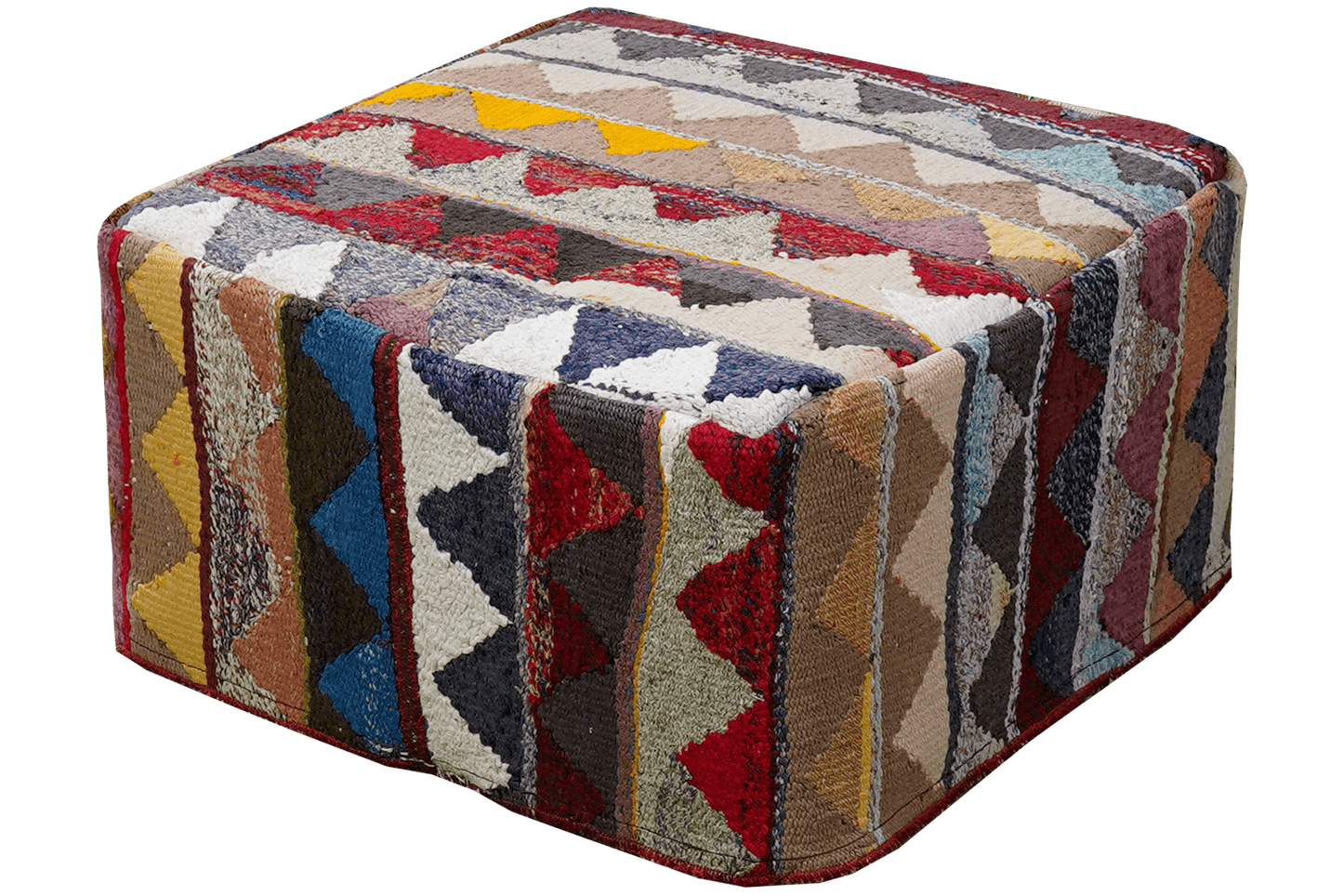 Kelim Pouf — Handmade, 65x65 cm, Multicolor, 100% Virgin Wool | View 3