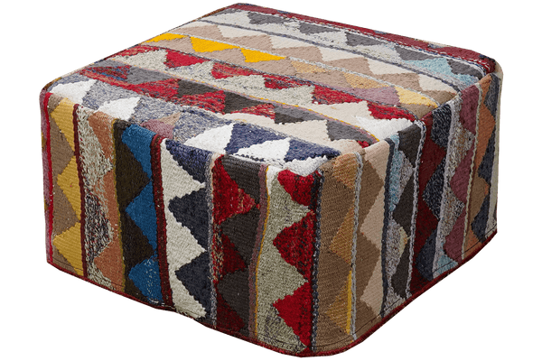 Kelim Pouf — Handmade, 65x65 cm, Multicolor, 100% Virgin Wool | View 3