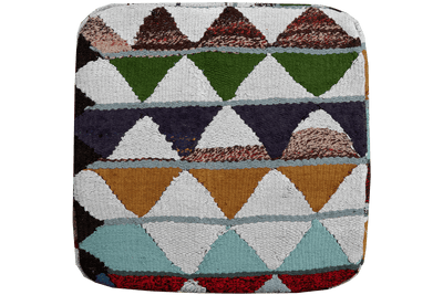Kelim Pouf — Handmade, 65x65 cm, Multicolor, 100% Virgin Wool | Main view