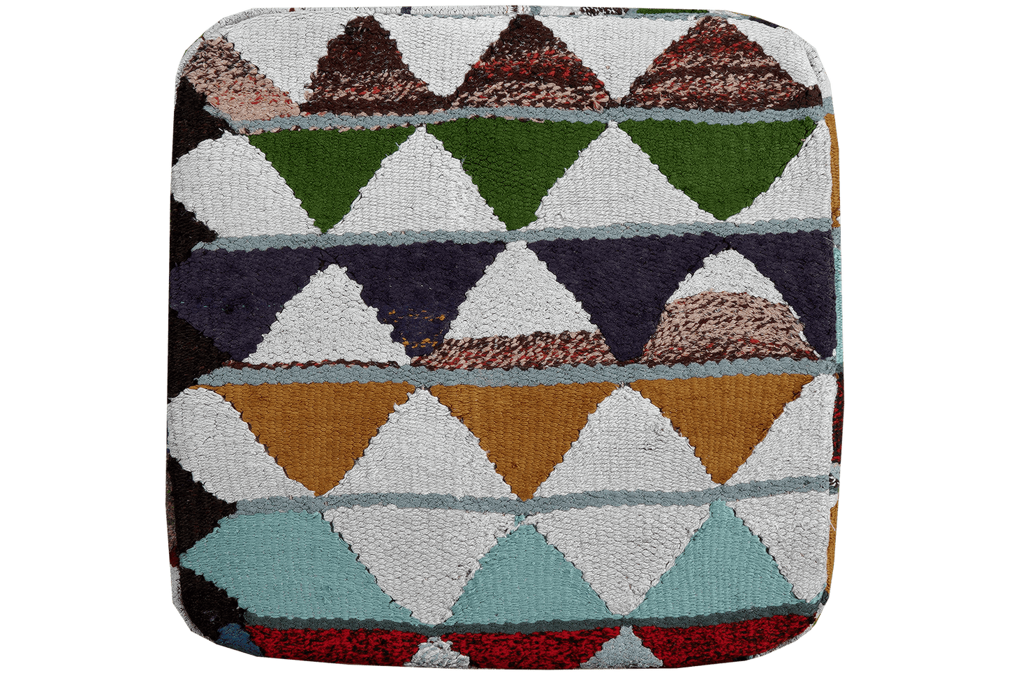 Kelim Pouf — Handmade, 65x65 cm, Multicolor, 100% Virgin Wool | Main view
