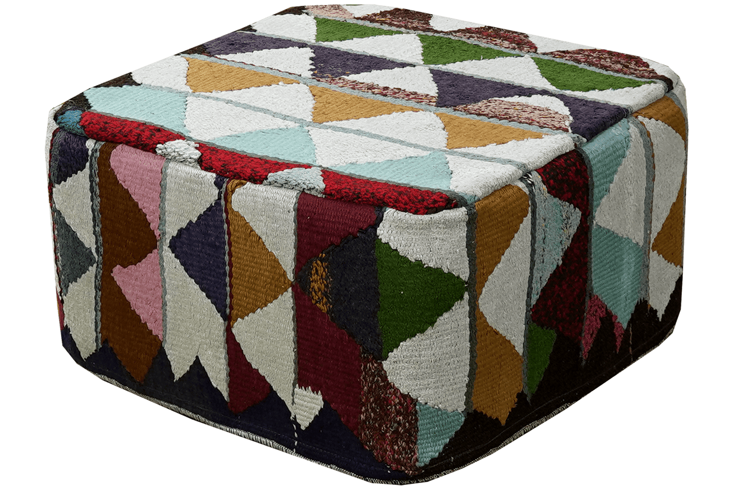 Kelim Pouf — Handmade, 65x65 cm, Multicolor, 100% Virgin Wool | View 4