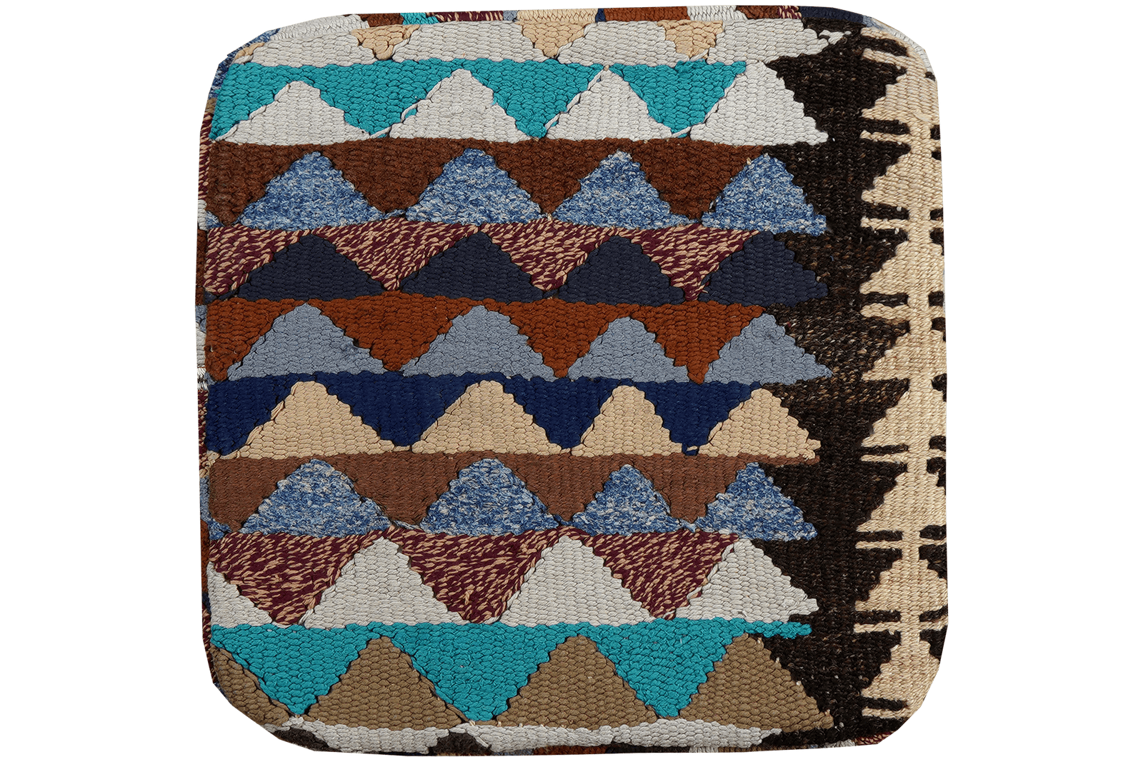 Kelim Pouf — Handmade, 55x55 cm, Multicolor, 100% Virgin Wool | Main view
