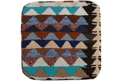 Kelim Pouf — Handmade, 55x55 cm, Multicolor, 100% Virgin Wool | Main view