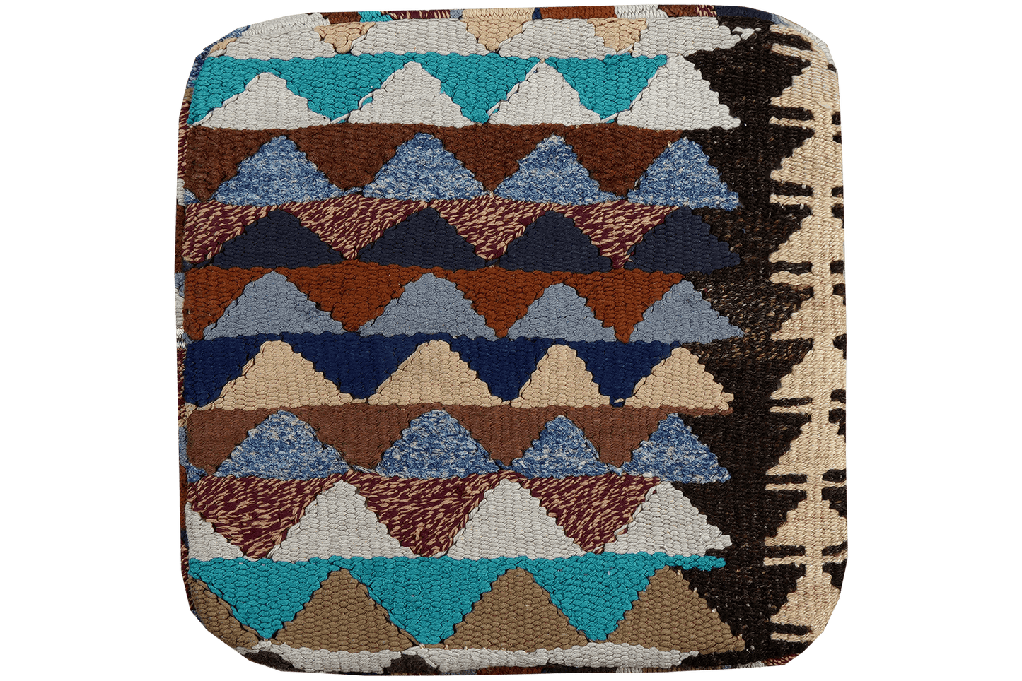 Kelim Pouf — Handmade, 55x55 cm, Multicolor, 100% Virgin Wool | Main view