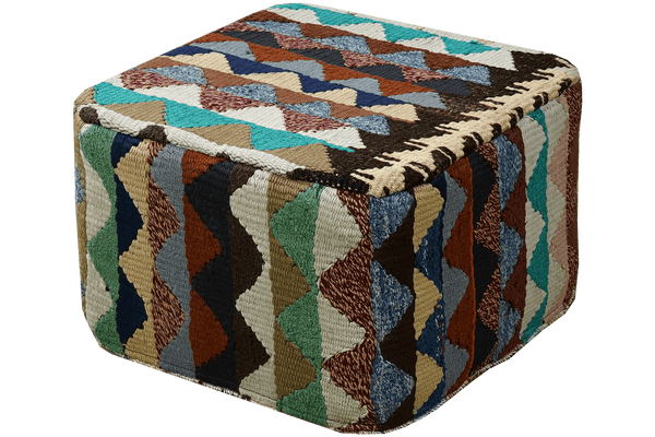 Kelim Pouf — Handmade, 55x55 cm, Multicolor, 100% Virgin Wool | View 4